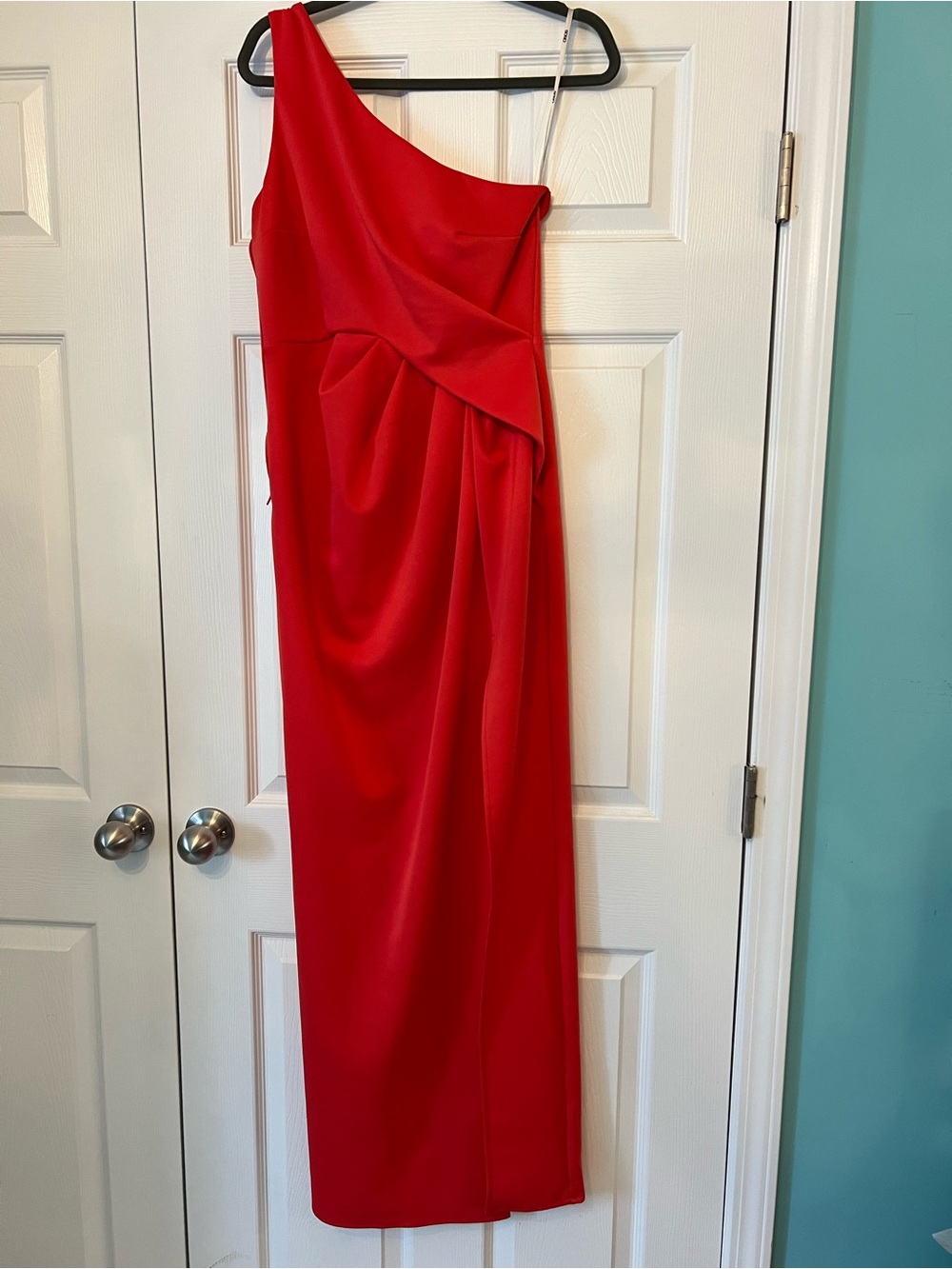 ASOS One-Shoulder Red Draped Evening Gown